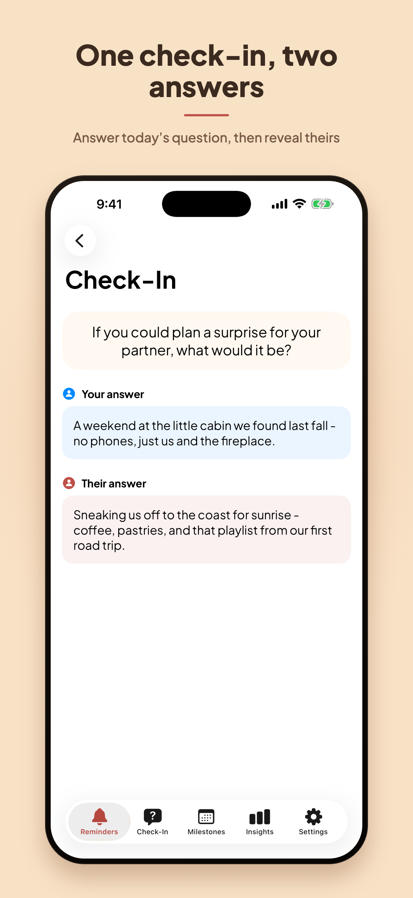 Daily check-in &mdash; answer one question together