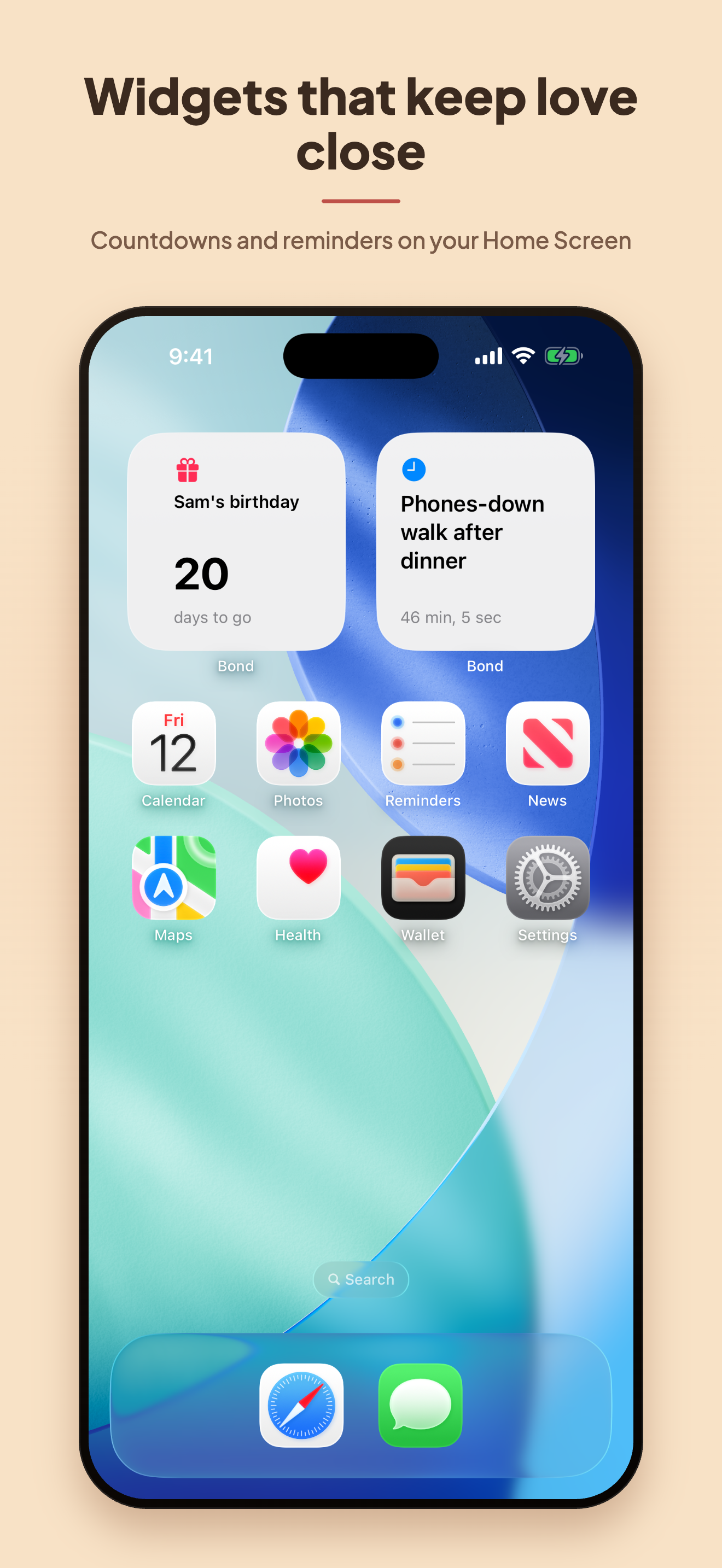 Widgets &mdash; next reminder and milestone countdown on your home screen