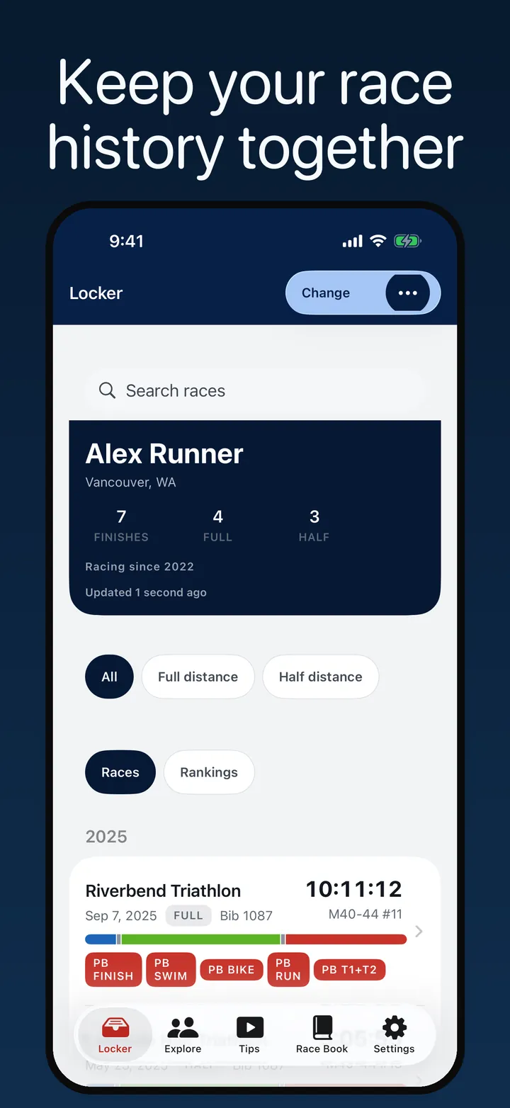The Locker bringing full and half-distance race results into one history