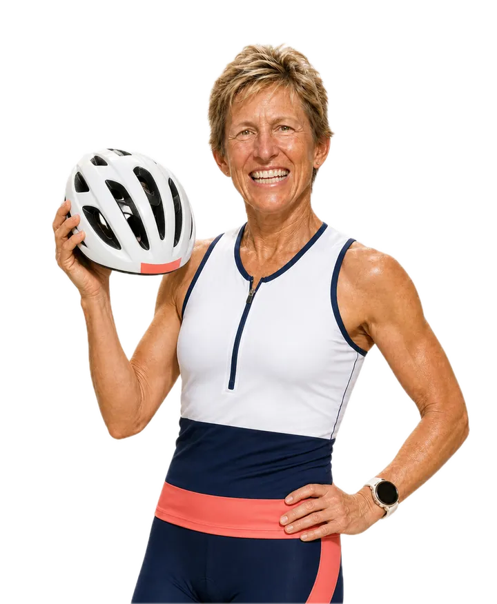 Pattie holding a bike helmet