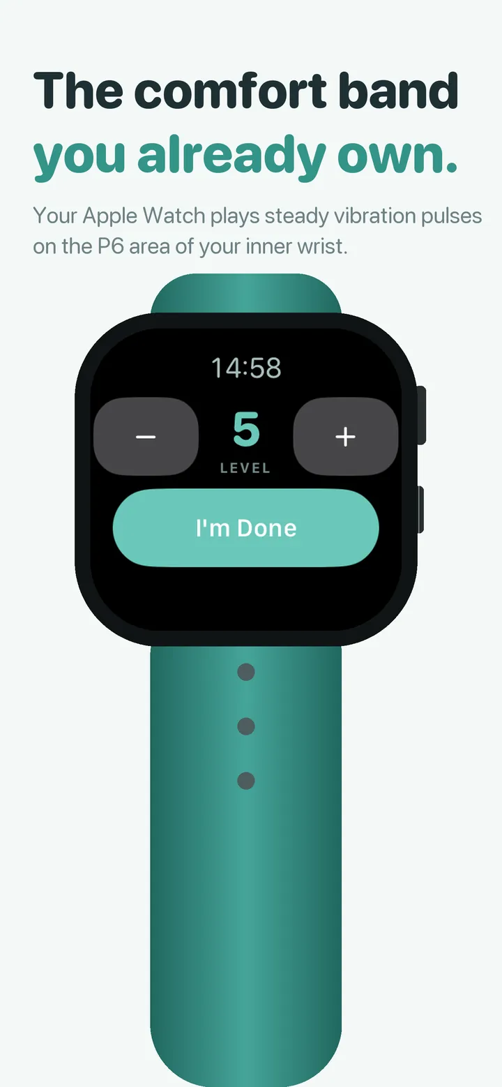 On the wrist. A comfort session running on Apple Watch with the screen off