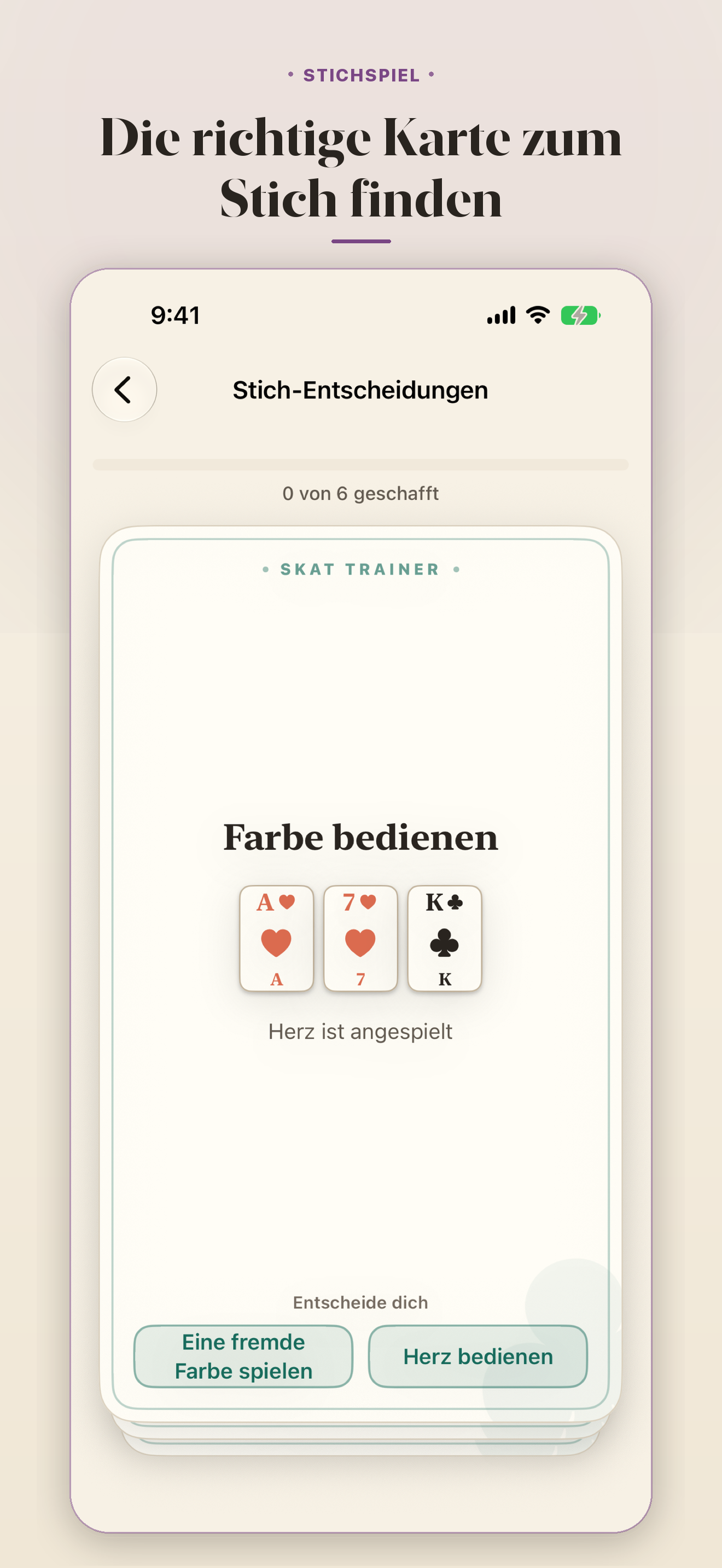 Stich mit Plan. &middot; Eine Entscheidung mit sichtbarer Bedienpflicht