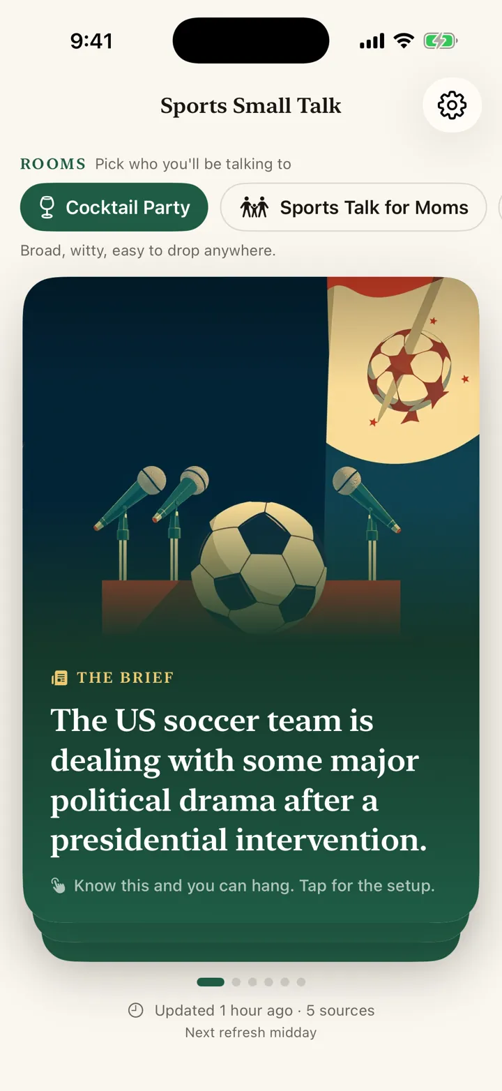 Sports Cheat Sheet daily briefing with a plain-English summary of the day's sports stories