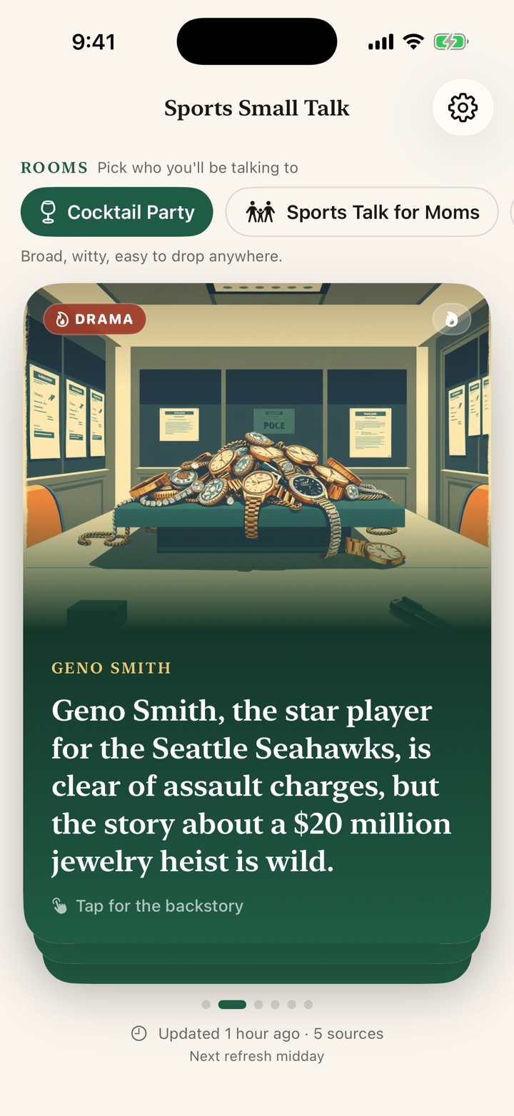 A witty talking point card backed by a real source