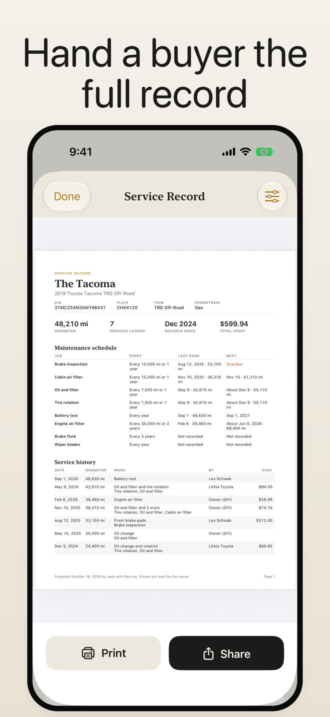 Logging a service with checked jobs